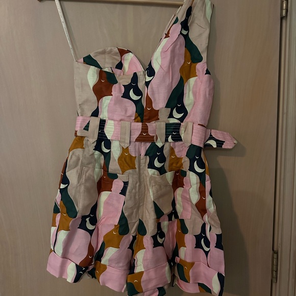 NWT Farm Rio The Kiss Multicolor One Shoulder Romper - Picture 7 of 10